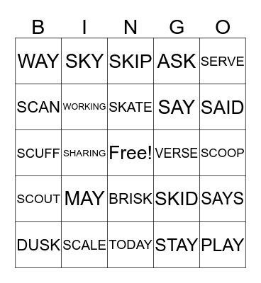 LIST 7 Bingo Card