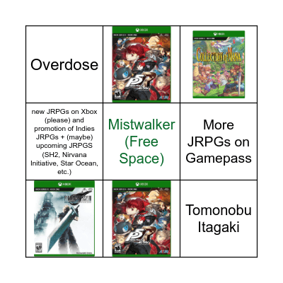 Xbox & Bethesda Showcase - JRPG predictions Bingo Card