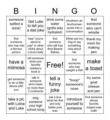 Party Bingo Card