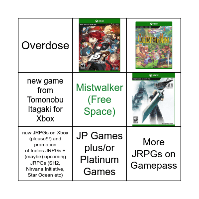 Xbox & Bethesda Showcase - JRPG predictions Bingo Card