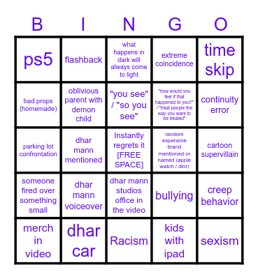 Dhar Mann Bingo v3 Bingo Card