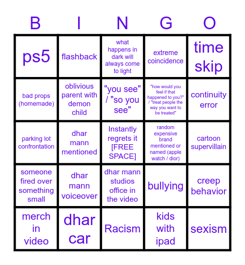 Dhar Mann Bingo v3 Bingo Card