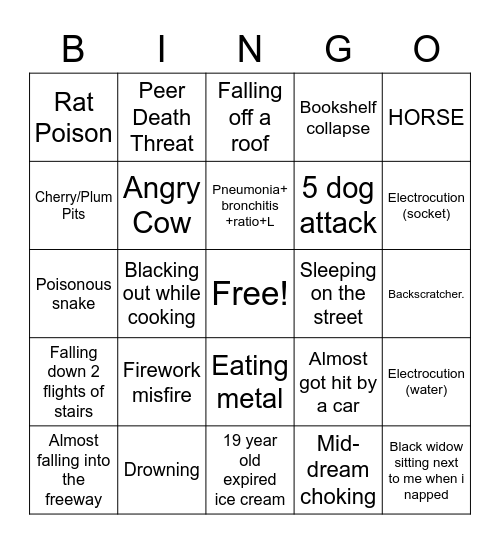 DEATH Bingo Card