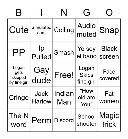 omegle Bingo Card