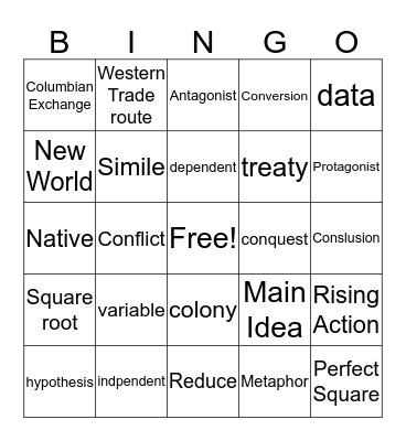 First Quarter BINGO Card