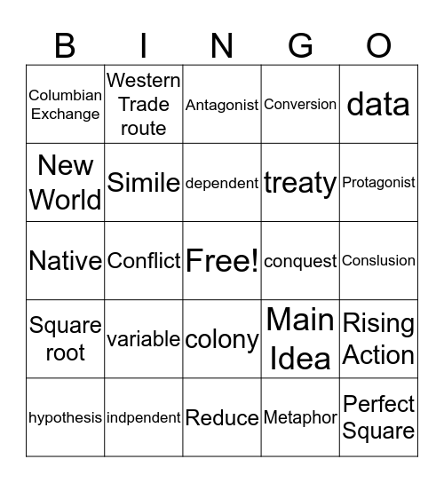 First Quarter BINGO Card