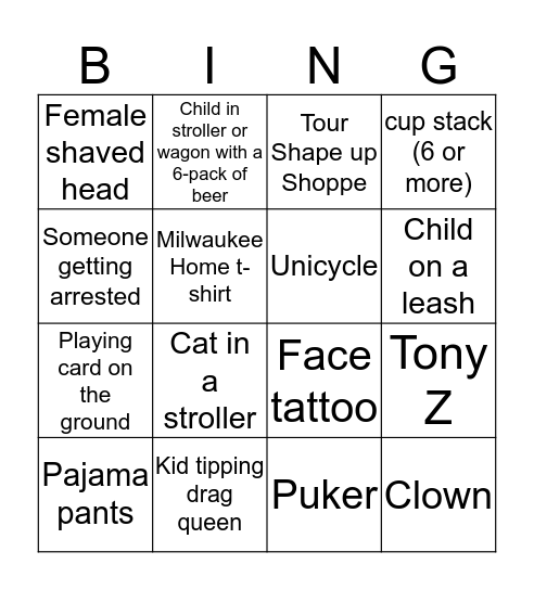 Bay View Bash Bingo 2015 Bingo Card