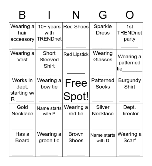 TRENDnet Bingo!  Bingo Card