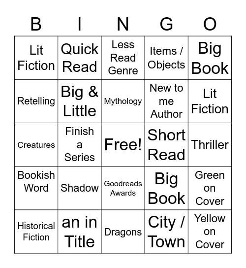 TBR Bingo Card