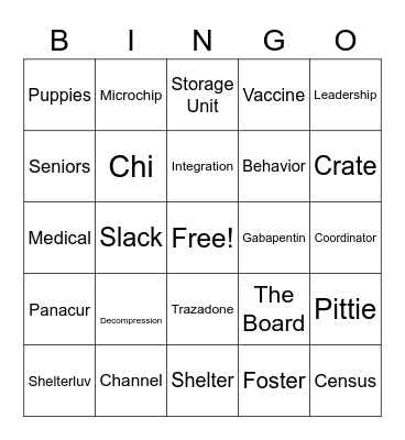 Hope Animal Rescue BINGO Card