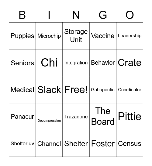 Hope Animal Rescue BINGO Card