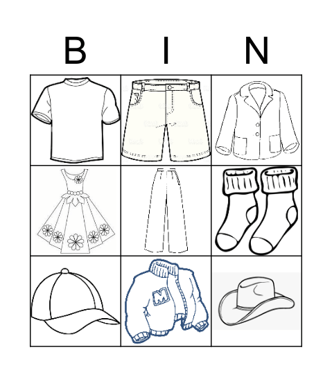 clothes Bingo Card