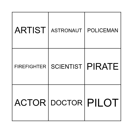 Art - JOBS Bingo Card