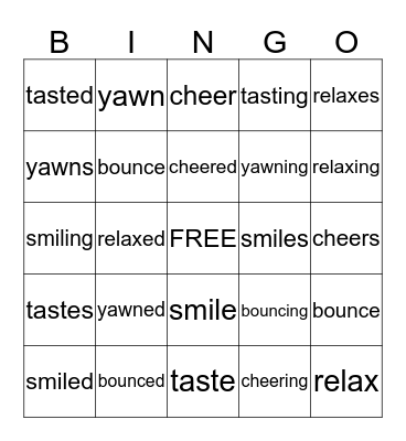Verbs 1 Bingo Card