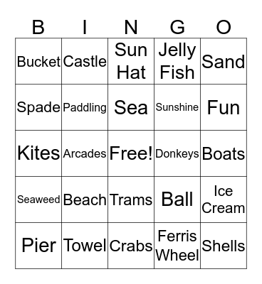 Beach Bingo Card