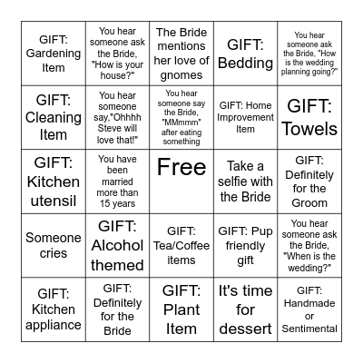 Bridal Shower Bingo Card
