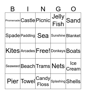 Beach Bingo Card