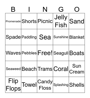 Beach Bingo Card