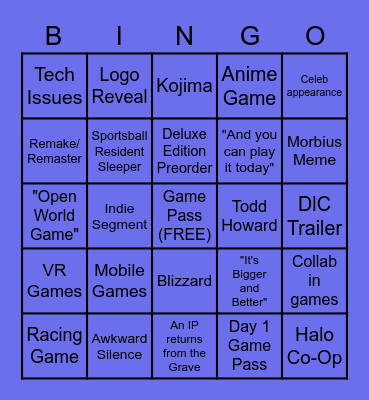 Bethesda + Microsoft Gameshow Bingo Card