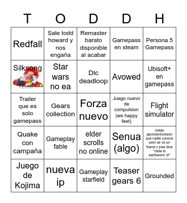 Bingo "e3" maicruosoft Bingo Card