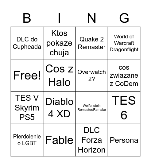 Showcase Bingo Card