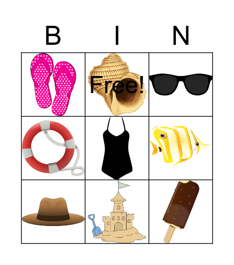 les vacances à la mer Bingo Card