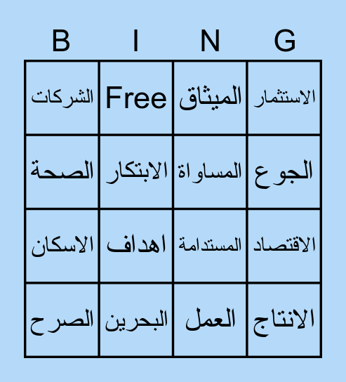 رؤية مملكة البحرين 2030 Bingo Card