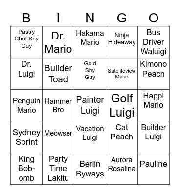 Birb Round 1 [Mario Kart Tour] Bingo Card
