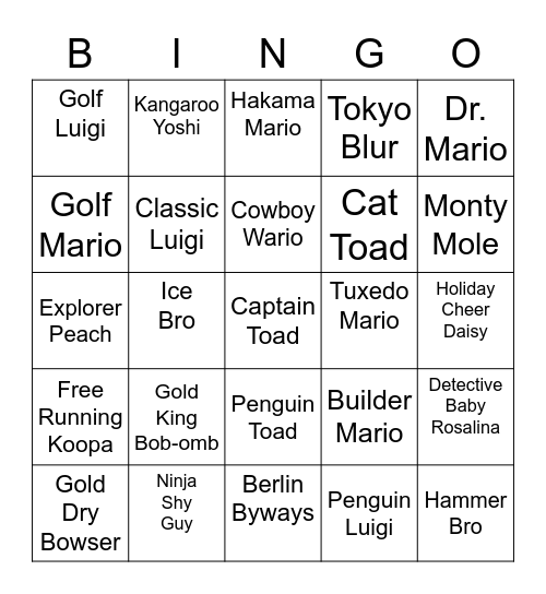 Irri Round 1 [Mario Kart Tour] Bingo Card
