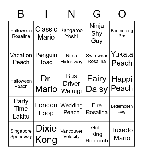 Sololek Round 2 (Mario Kart Tour) Bingo Card