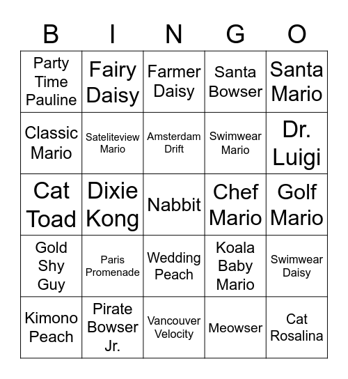 Joe Round 1 (Mario Kart Tour) Bingo Card