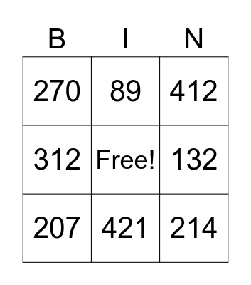 Place Value 2.2A Bingo Card