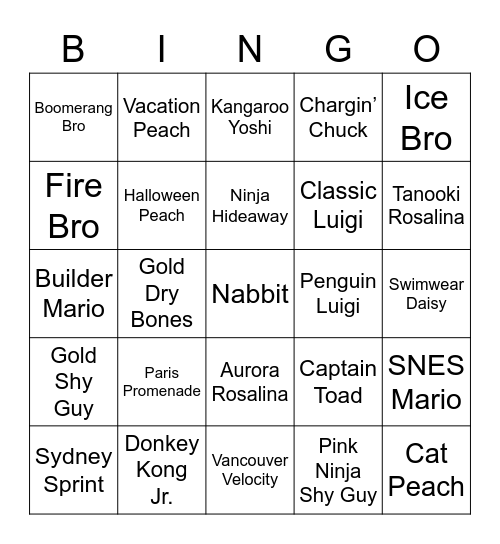 Bready Round 2 (Mario Kart Tour) Bingo Card