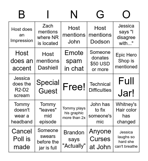 Breakroom Bingo Card