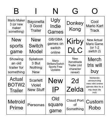 Nintendo Bingo!!!!! Bingo Card