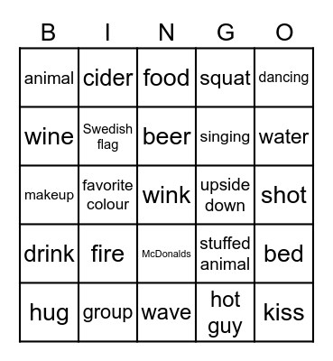 Jennifer's Möhippa Bingo Card