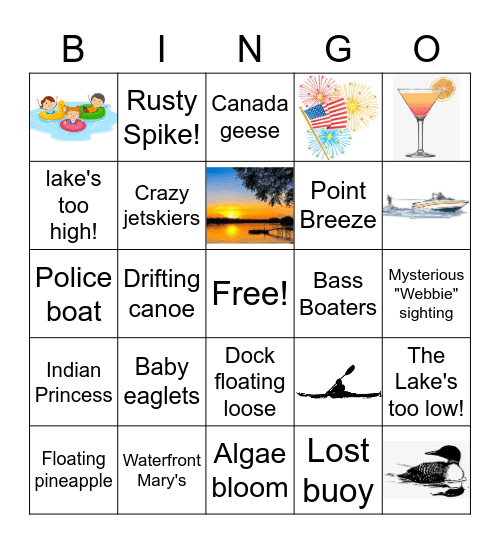WEBSTER LAKE LIFE Bingo Card