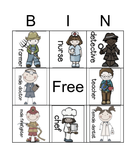 Community helpers Bingo Card