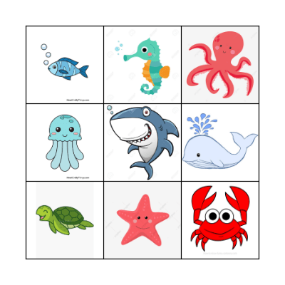 SEA ANIMALS Bingo Card