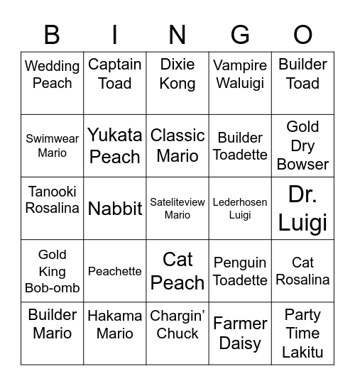 Glace Round 1 [Mario Kart Tour] Bingo Card