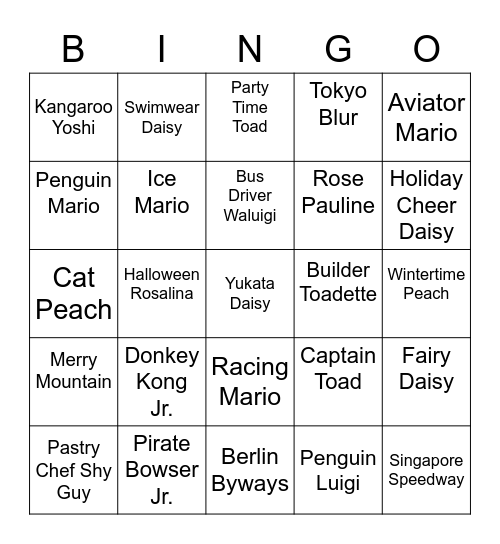 Mikail Round 2 [Mario Kart Tour] Bingo Card