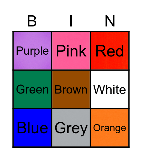 COLOR BINGO Card