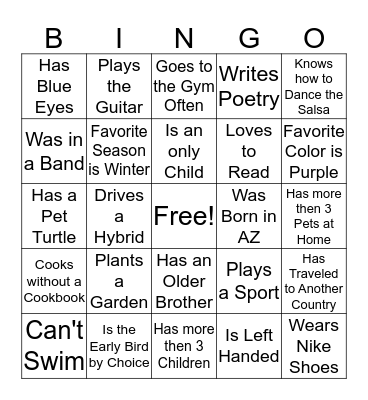 Find Someone Who... Bingo Card