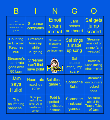 Sais' Discord Bingo Giveaway! Bingo Card