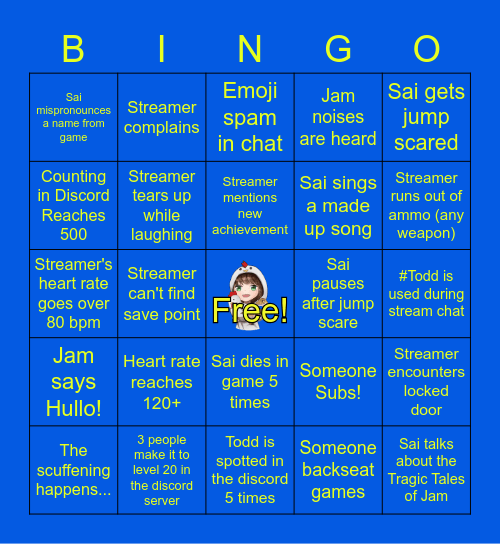 Sais' Discord Bingo Giveaway! Bingo Card
