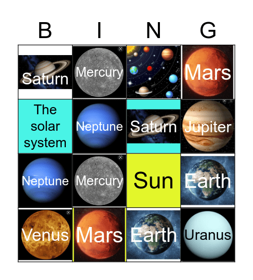 The Solar System Bingo Card