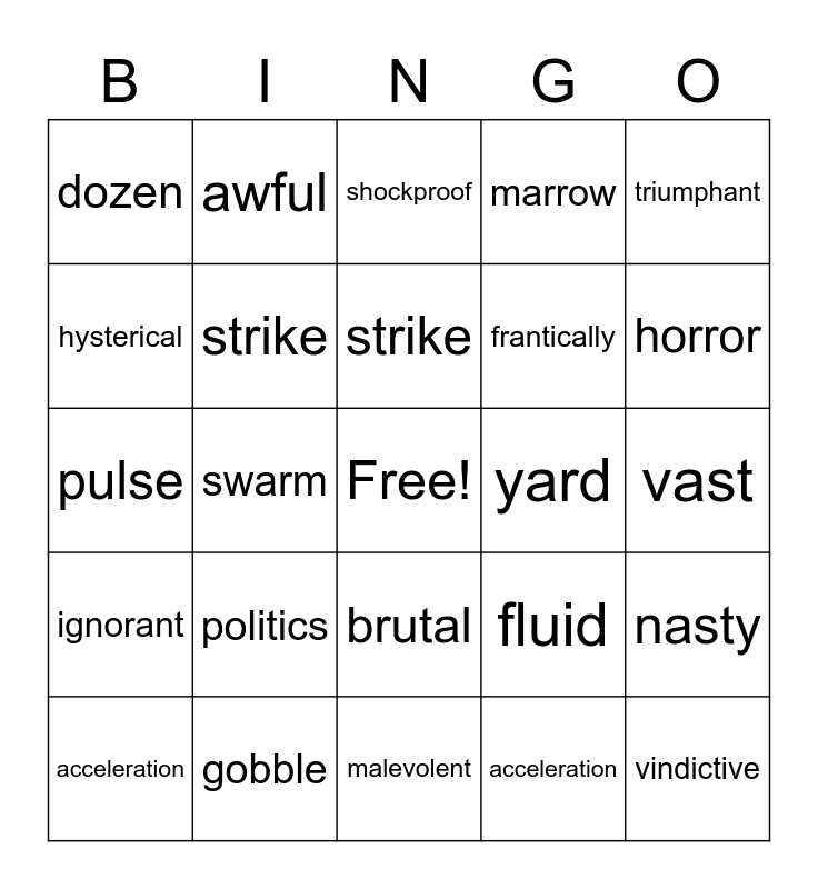 Charlie and the Glass elevator Bingo Card