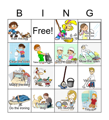Household chores Bingo Card