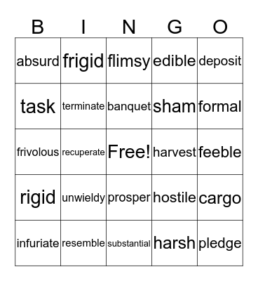 Wow WORD BINGO Card