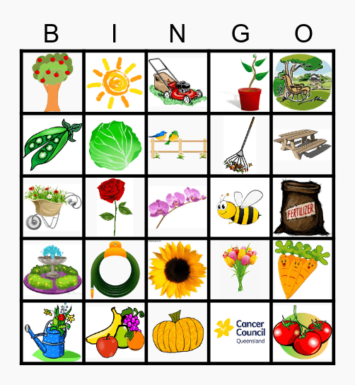 Garden Bingo for Cancer Awareness Bingo Card